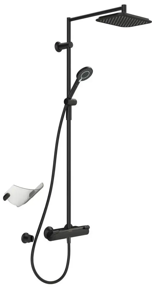HANSA Regenbrause-Duscharmatur HANSAFIT 6515 3-strahlig Ausladung 485 mm DN15 Matt-Schwarz, 6515910133, Artikel in Kategorie